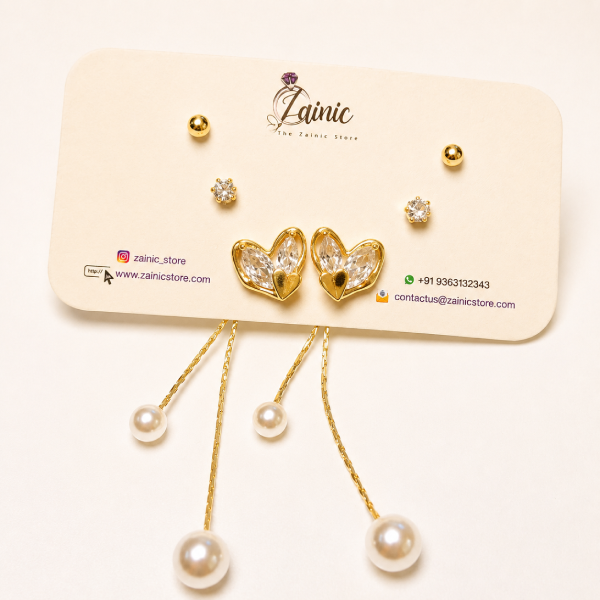 TRI HEART DROPS WITH HELIX STUD