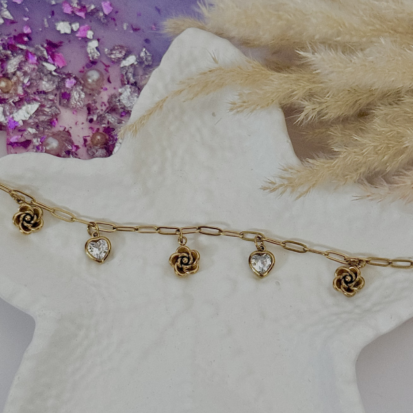 ROSE AND HEART CHARM